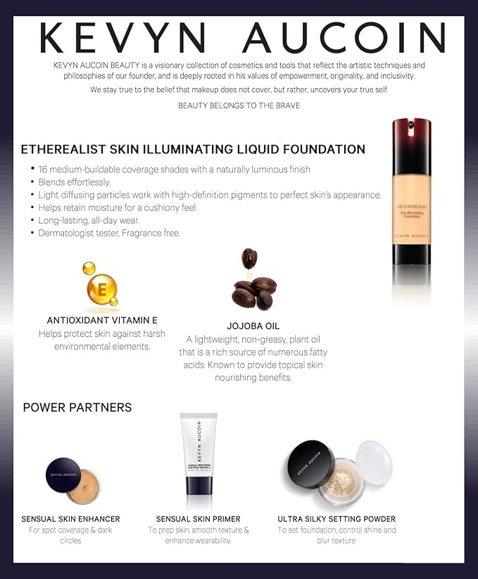 Kevyn Aucoin The Etherealist Skin Illuminating Foundation, EF 03 (Light) shade: Comfortable, shine-free, smooth, moisturize. Medium to full coverage. Makeup artist go to. Even, bright & natural look.