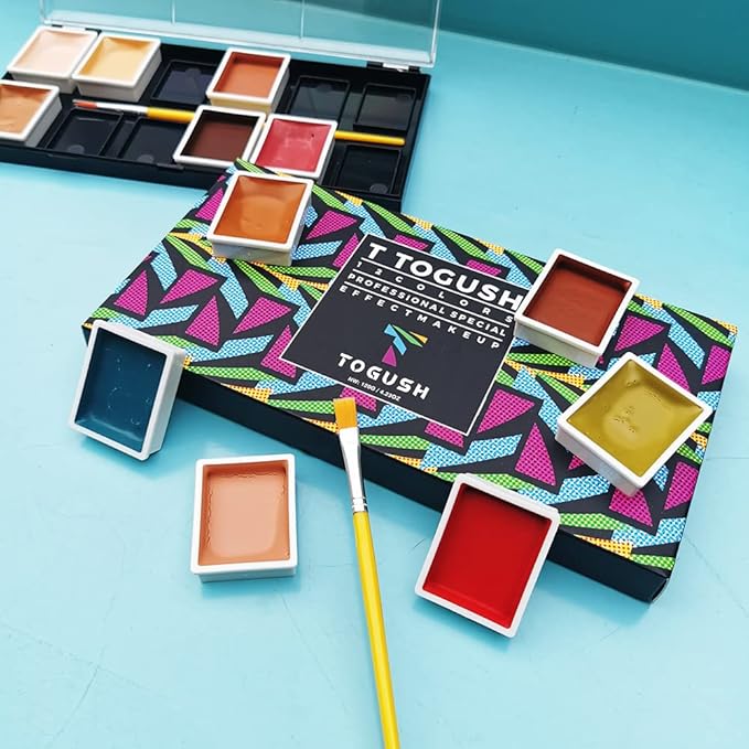 Alcohol Activated Makeup Palette for FX Makeup with Makeup Egg Mimic Wound Sponge Cleaning accessories 12 Colors