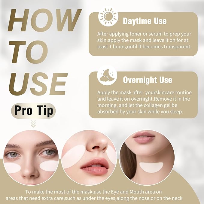 ISTON 6 Pack Bio-Collagen Real Deep Anti Wrinkle Lifting Mask,Overnight Hydrating Face Mask for All Skin Types -Pore Minimizing,Elasticity Enhancing,Firming,Moisturizing