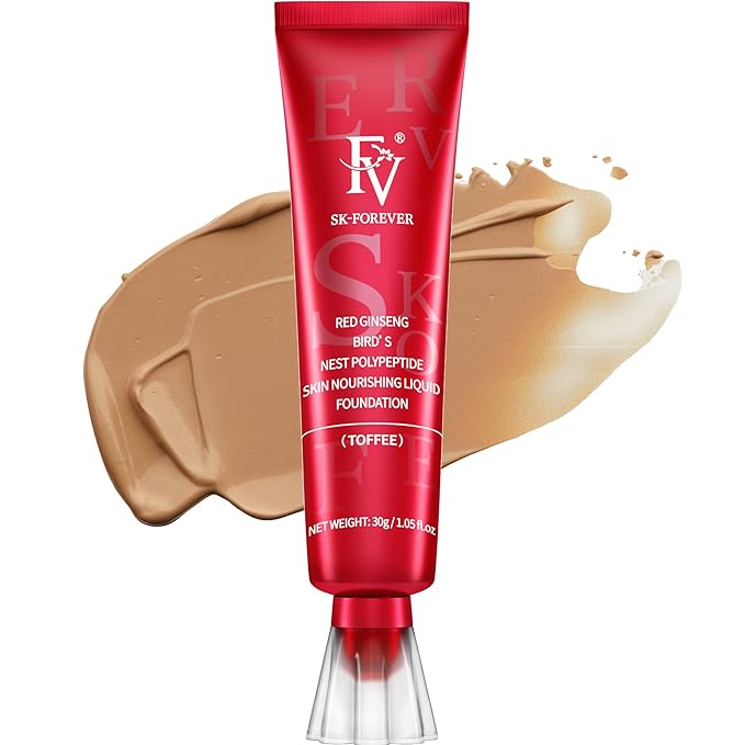 FV Waterproof Foundation with Oil-control, Long Lasting & Lightweight, Buildable Coverage, Matte Foundation for Oily/Normal Skin, Sweat-resistant Liquid Makeup Foundation for Face, 30g, Toffee