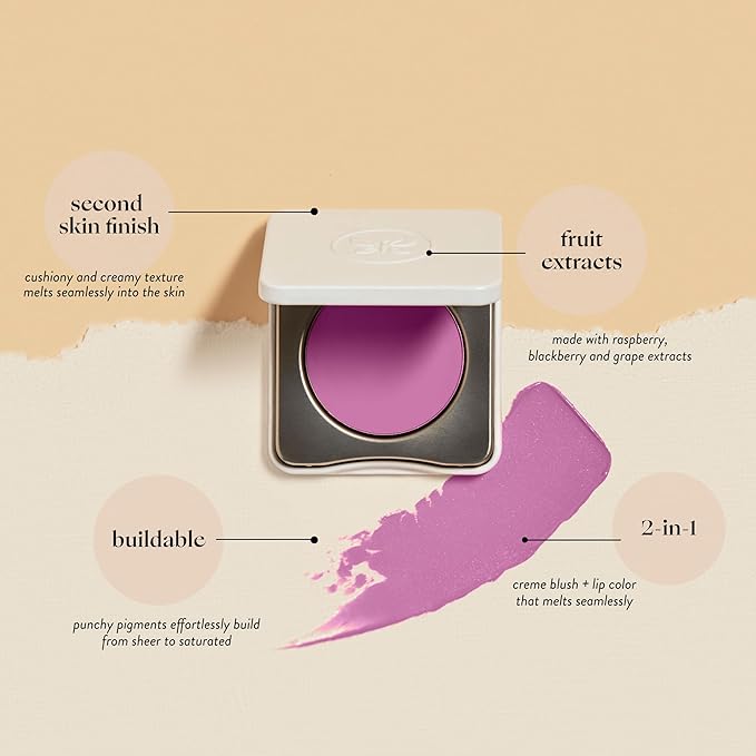 Honest Beauty 2-in-1 Creme Cheek Blush + Lip Color | EWG Verified, Vegan + Cruelty Free | Lush Lilac, .1 oz