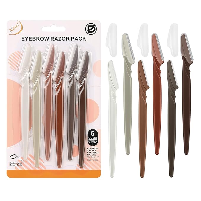 D Dermaplane Razor for Women Face - 6PCS Face Razors for Women - Eyebrow Razor with Precision Cover - Face Shaver for Men - Facial Hair Removal for Men - Neutral