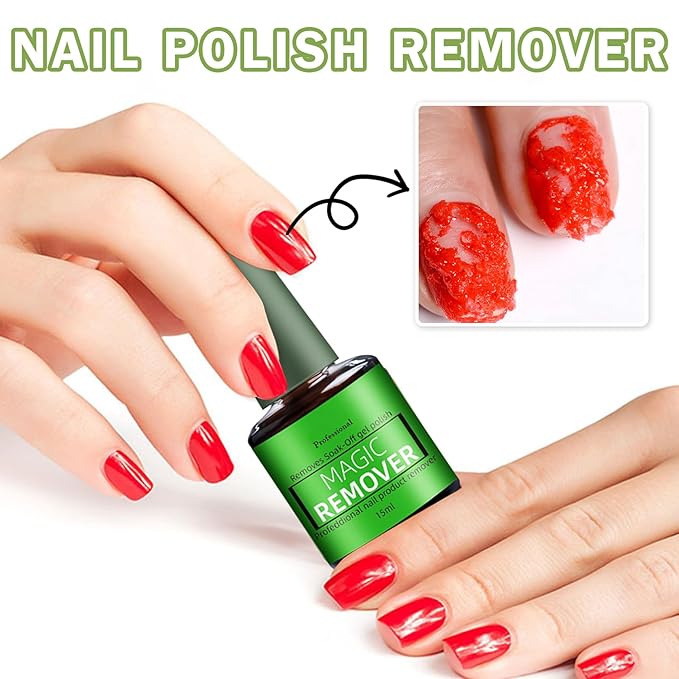 Magic Remover Gel Polish,3PCS Gel Nail Remover,Professional Gel Remover for Nails,Quickly and Easily Removedor de Esmalte Gel (15ML)