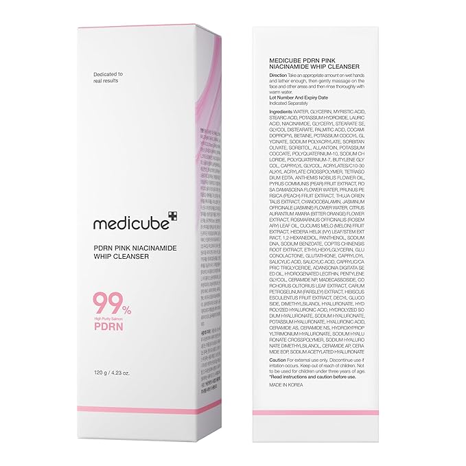 medicube PDRN Marshmallow Whip Cleanser | Face Wash, Cleansing Foam for Pore Care & Uneven Skin Tone | Gentle Daily Deep Cleansing | Hydrating and Nourishing Facial Cleanser | Korean Skincare