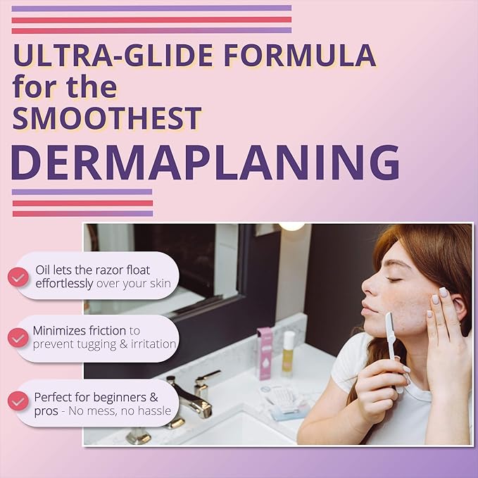Dermaplaning Oil - Smooth Glide Skin Barrier Shave Oil for Women - Use with Dermaplaning Tool, Facial & Eyebrow Razor, Microblades- Softens Skin Pre & Post Shave