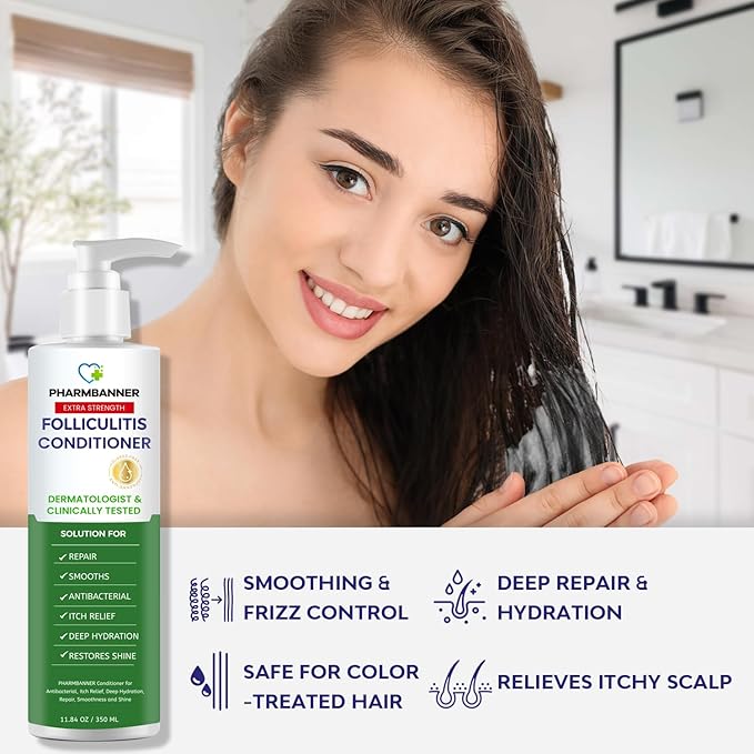 Folliculitis Itch Relief Conditioner: Tea Tree Oil & Moroccan Argan Oil - Deep Hydration & Repair - Nourishes, Smooths, Restores Shine - Safe for Dry or Damaged Hair-11.84 oz