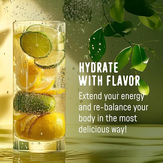 FlavCity Lemon Lime Electrolytes Powder Packets - 28 Hydration Packets - No Added Sugar - Hydration Powder with Real Fruit & Unrefined Sea Salt - Keto & Gluten-Free (28 Stick Packs)