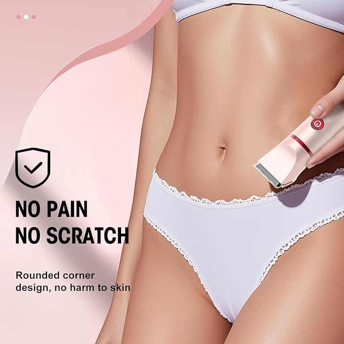 Bikini Trimmer for Women- 3 in 1 Painless Electric Razors for Women,Waterproof Pubic Hair Trimmer and Facial Hair Remover,LCD Display Body Shaver for Trip,Rechargeable Women's Grooming Kit