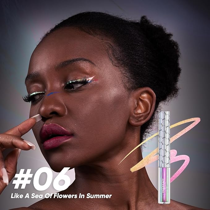 CHARMACY Chameleon Liquid Eyeliner, Liquid Glitter Eyeliner, Highly Pigmented, Metallic MultiColor Shifting waterproof Eyeliner, Ultra-Fine Tip, Longwearing, Smudge-proof (#308)