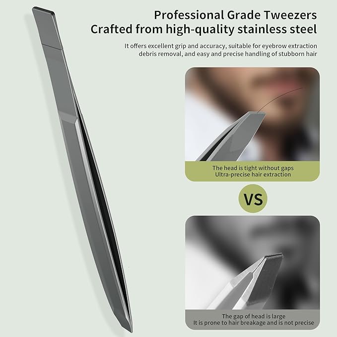 Eyebrow Trimmer Kit Scissors Tweezers Razor Facial Shaver Grooming Set with Mirror Travel Cases