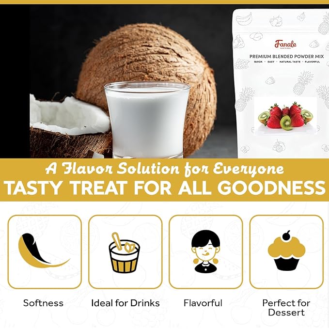 Fanale Premium Coconut Bubble Tea Flavoring Powder | Perfect for Baking, Smoothies, Desserts and Drinks | Instant Flavoring Powder for Boba Milk Tea - 2.2 Pounds (Pack of 1)