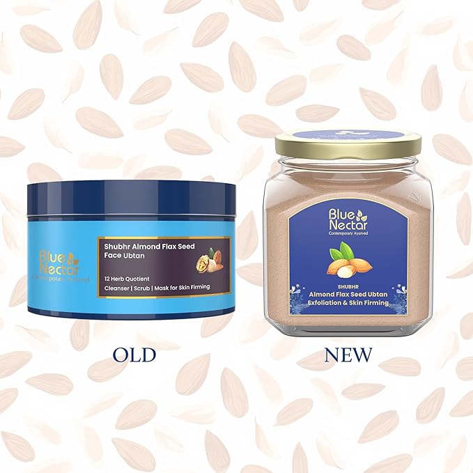 Blue Nectar Almond Ubtan Powder Face Pack for Anti-Aging and Firming | Natural Exfoliator for Face with Multani Mitti Powder (3.5 Oz, 12 Herbs)