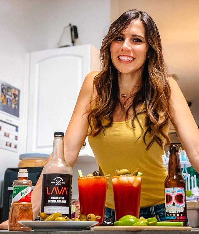 LAVA All Natural Authentic Michelada Mix Craft Cocktail Mixer, Made with Real Tomatoes, Ancho Chile Peppers, Tamarind, No Junk Ingredients, Vegan, 1-Liter (33.8oz) Glass Bottle, Ready to Use