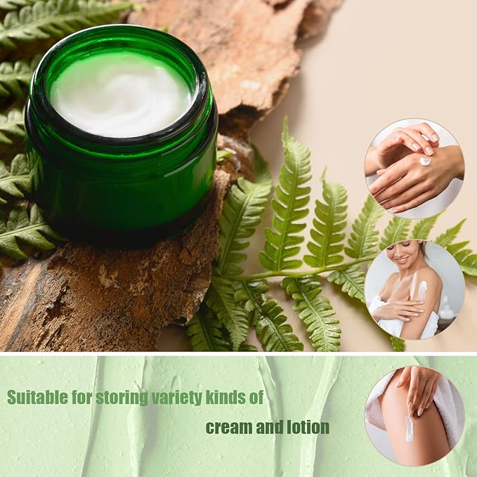 Lil Ray 1 oz Round Green Glass Jar with Inner Liners and Gold Lid (12pcs)