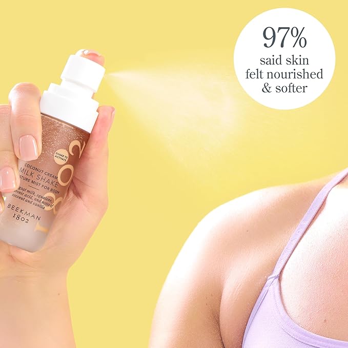 Beekman 1802 Coconut Cream Milk Shake - Body Mist - 2.0 fl. oz - With Hyaluronic Acid & Jojoba Oil - Instantly Moisturizes, Hydrates & Softens - Good for Sensitive Skin - Cruelty Free