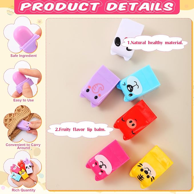 30 Sets Wild Animal Birthday Lip Balm Gifts Bulk Baby Shower Prizes Gift Girl Birthday Lip Balm Jungle Animal Party Favors for Preschool Toddler Boy Girl Classroom Prizes Classroom Prizes