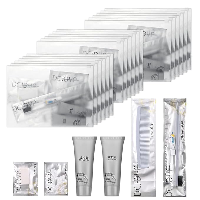 Hygiene Kit, Hygiene Kit Bulk, Travel Hygiene Kit With Toothbrush, Toothpaste, Comb, Shampoo, Shower Gel, Shower Cap And Soap, Individually Packed, Suitable For Hotel, Home, Travel (50 sets)
