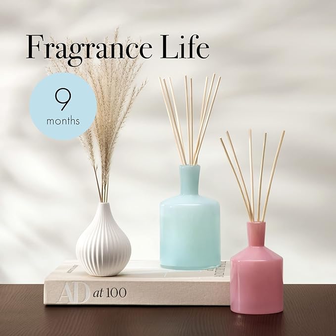 LAFCO New York Signature Reed Diffuser, Marine - 15 oz - Up to 9 Months Fragrance Life - Reusable, Hand Blown Glass Vessel - Natural Wood Reeds - Made in The USA