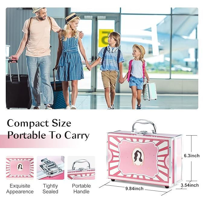 Color Nymph Girls Makeup Kits For Teens, Beginners Makeup Kit All In One Makeup Set For Teenager Full Kit Girls Makeup Kit With Train Case 18 color eyeshadow 4 color glitter & lipgloss - Pink