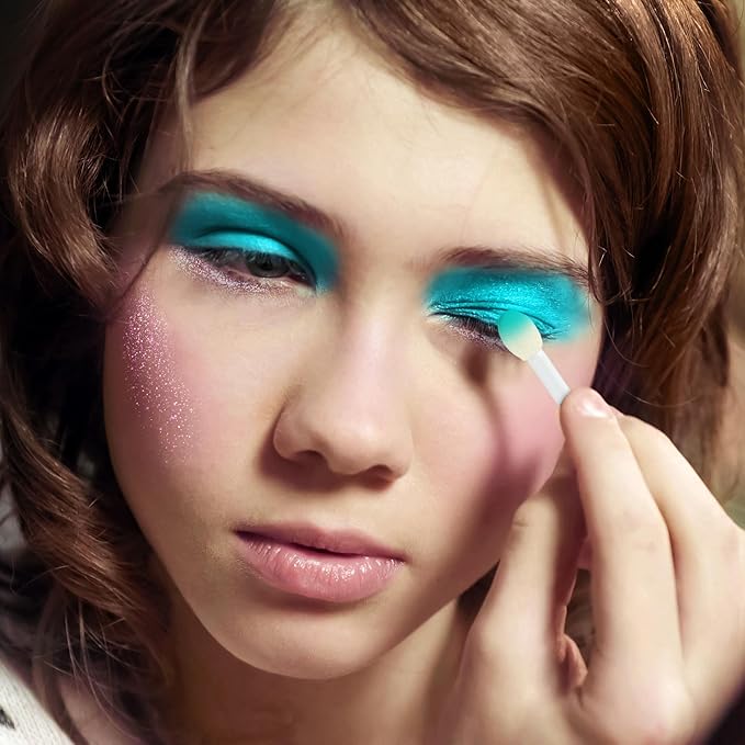 Expressions Cool Glisten & Glitter Makeup Palette 10 Color Eyeshadow Palette & Blush Makeup Novelty Beauty Set, Fold Out Compact with Mirror, Cute Makeup Kit Gifts - Washable, Non-Toxic