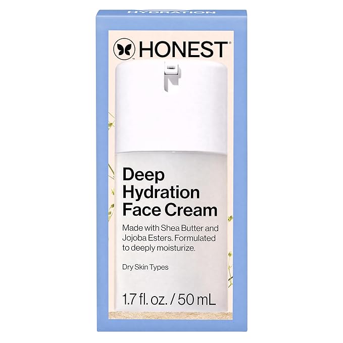 Honest Beauty Deep Hydration Face Cream for Dry Skin | Hydrates + Supports Natural Moisture Barrier | Hypoallergenic + Gentle for Sensitive Skin | 1.7 fl oz