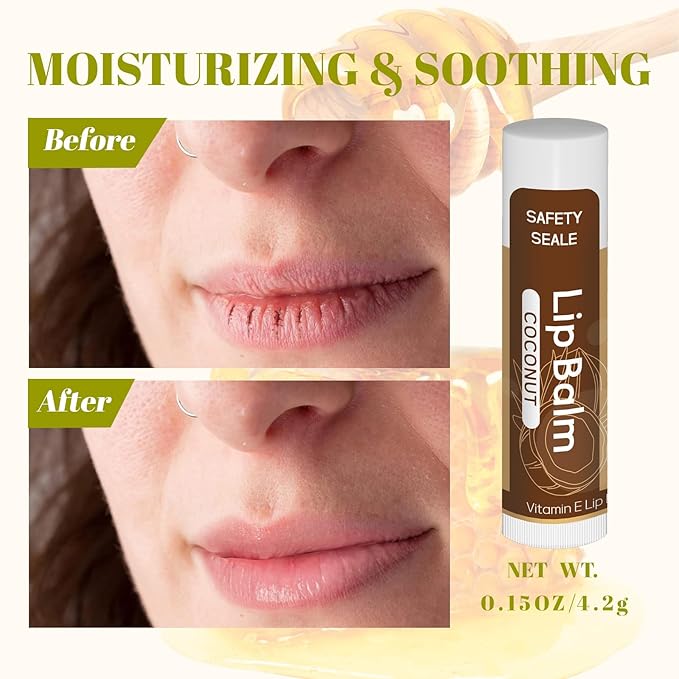 36 Pack Natural Lip Balm Bulk with Vitamin E and Coconut Oil - Moisturizing, Soothing, and Repairing Dry and Chapped Lips - 12 Flavors - Non-GMO