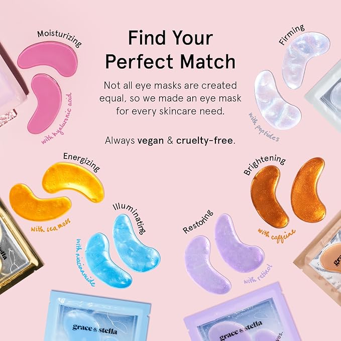 grace & stella Award Winning Under Eye Mask Reduce Dark Circles, Puffy Eyes, Undereye Bags, Wrinkles, Gel Under Eye Patches, Birthday Gifts for Women - Vegan Cruelty-Free Self Care (48 Pairs, Blue)