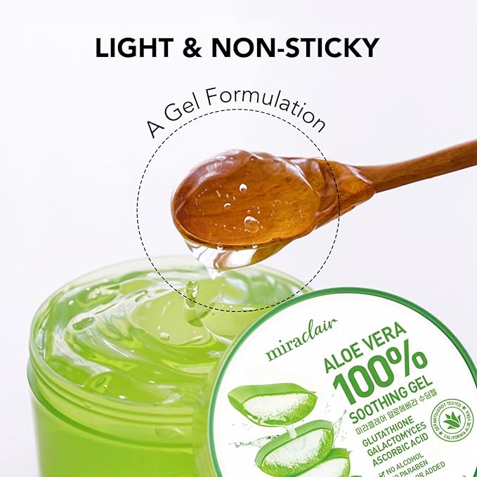 Aloe Vera Gel for Face, Skin, Hair & Sunburn Relief, Made with 100% Pure Aloe Gel for All Skin Types. Made in Korea. 300ml (10.1fl.oz) (2)