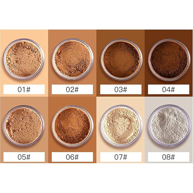 MAEPEOR Matte Setting Loose Powder 8 Colors Smooth and Lightweight Face Powder for Brightening and Setting Makeup with Face Puff (01 Desert)