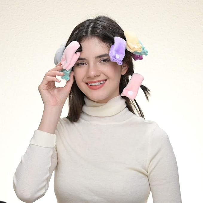 Aimin Hair Heatless Hair Curlers No Heat, Heatless Curls Overnight Blowout Rods, No Heat Hair Curlers To Sleep In, Soft Flexi Rods For Long Hair, Thick Curling Rod Styling Tools (16pcs) …