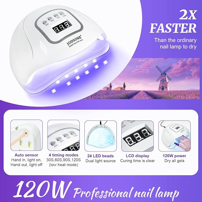 JODSONE 60 Bottles of Gel Nail Polish Kit with U V Light 55 Kinds of Gorgeous and Charming Gel Polish Kit 5 Pieces Soak off Glossy Matte Top Coat Base Coat