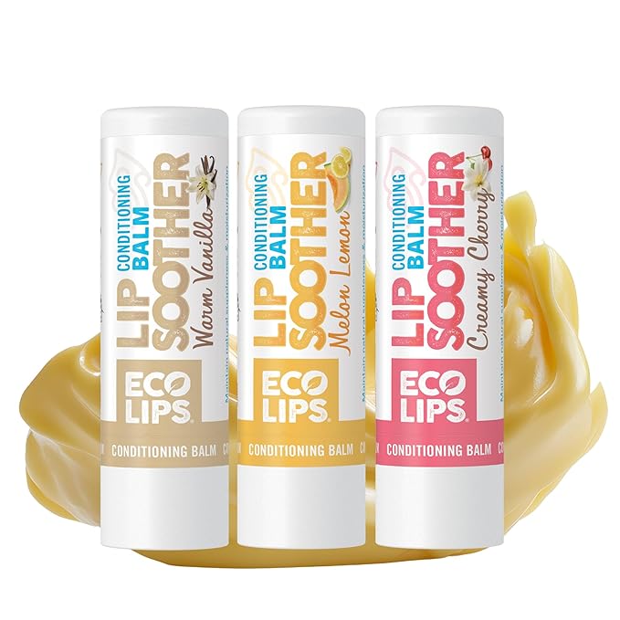 Conditioning Lip Soother Lip Balm with Murumuru Butter and Mango Butter for Deep Conditioning, Variety 3-pack
