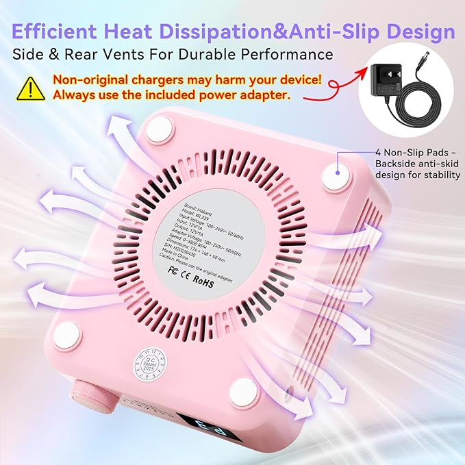 Makartt Professional Nail Dust Collector – Powerful Dust Collector Nail Tech Quite Suction Machine for Acrylic Nails Manicure & Pedicure Salon & Home Use Includes 10pcs Filters & Dust Brush Pink