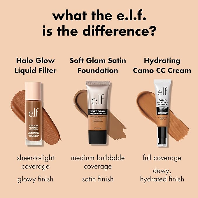 e.l.f. Soft Glam Foundation, Medium Coverage, Long-Lasting & Buildable Foundation For A Smooth, Satin Finish, Vegan & Cruelty-Free, 61 Rich Cool