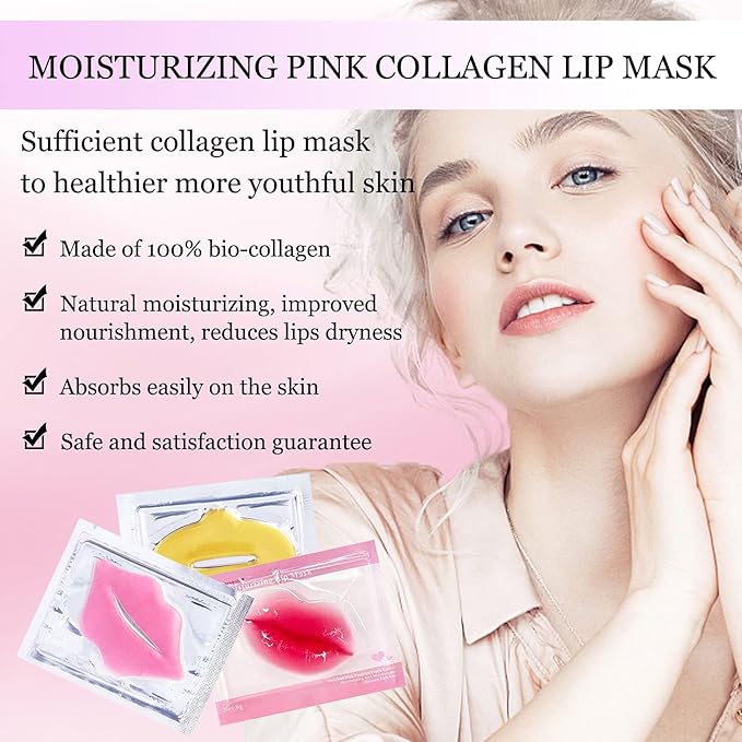 30 pieces of Moisturizing Collagen Crystal Lip Mask - Anti-Ageing & Anti Chapped, Reduce lip Wrinkles, Fade Lip Color, Make Skin Smooth And Firm Collagen Lip Pieces (Gold)