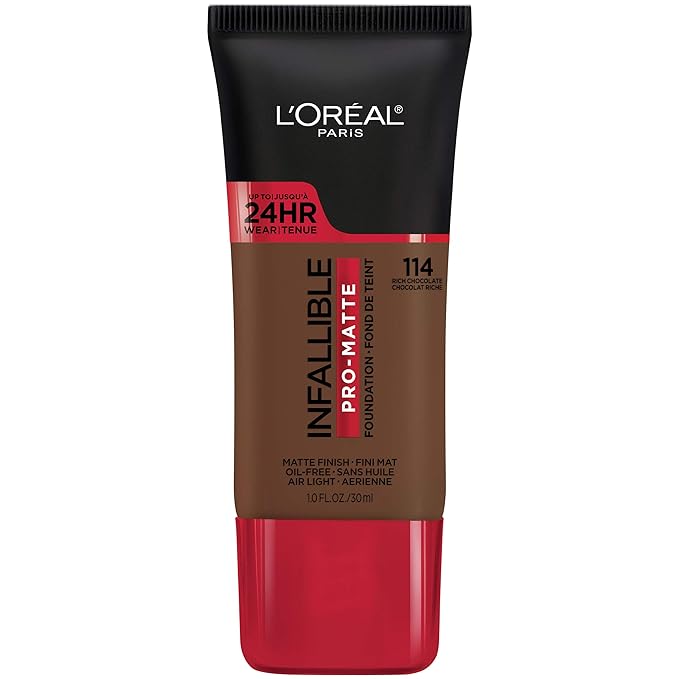 L'Oreal Paris Cosmetics Makeup Infallible Pro-Matte Liquid Longwear Foundation, Rich Chocolate, 1 fl oz.