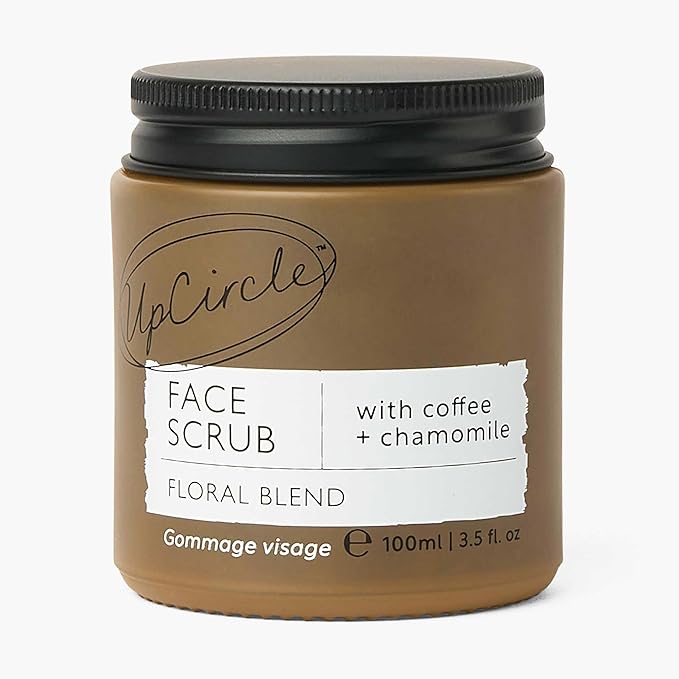 UpCircle Coffee Face Scrub - Floral Blend For Sensitive Skin 3.5oz - Chamomile, Shea Butter, Coconut + Rosehip Oil - Natural, Vegan Face Exfoliator For Soft, Smooth Skin