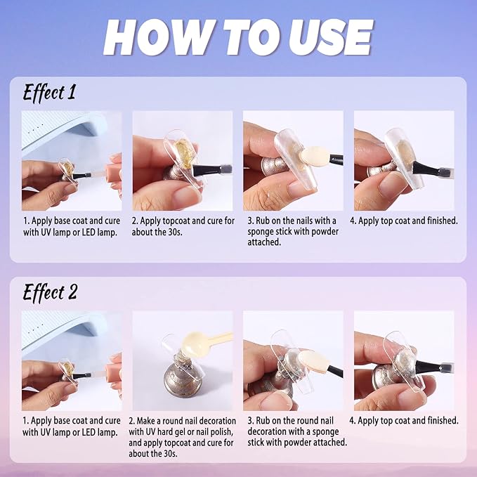 Laza White Pearl Chrome Nail Powder, 8 Colors Metallic Mirror Effect Pigment, Ice Transparent Aurora Nail Glitter Dust Kit for Gel Nail Art Decoration, Resin Craft, Gifts - Colorful White