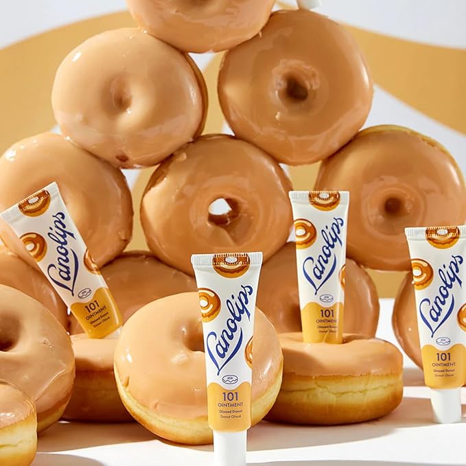 Lanolips 101 Delicious Glazed Donut - Lip Balm with Vitamin E Oil and Lanolin for Lip Hydration - Naturally Flavored Lanolin Lip Balm for Very Dry Lips - Dermatologist Tested (.35 Oz)
