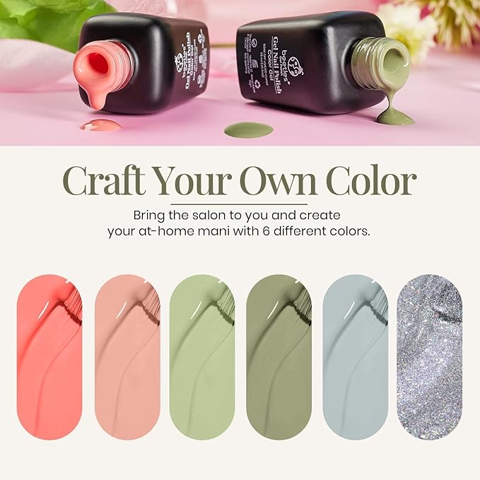 beetles Gel Polish Set 6 Colors Glitter Nude Coral Green Light Blue Gel Nail Polish Kit Soak off Uv Nail Salon Southern Belle
