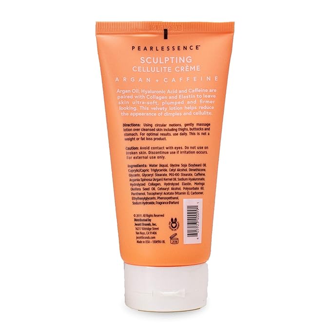 Pearlessence Sculpting Cellulite Cream, Argan & Caffeine - Helps Soften, Firm & Plump | Reduce Appearance of Dimples & Cellulite | USA Made (5 ounces)