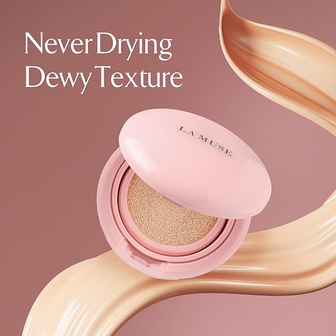LA MUSE Glow Cushion Foundation No.20 Pure Ivory | Refill Only(13g / 0.46 Ounce) with Water Drop Shape Puff | Easy Application | Perfectly, Seamlessly Covers Difficult Areas Like Nose, Around Eyes