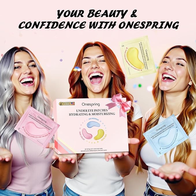 Eye Masks (24 Pairs) - Gifts for Her - Caffeine, 24K Gold and Retinol Under Eye Patches for Puffy Eyes, Dark Circles & Fine Lines, Bachelorette Party Favors, Birthday, Bridesmaid Gifts