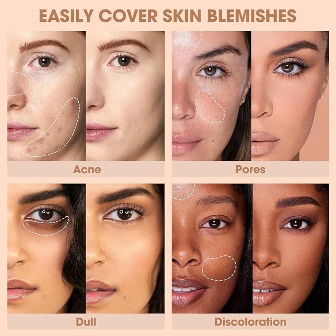 Cream Concealer Full Coverage Makeup, Matte Color Correcting Concealer with Brush, Waterproof, Conceals Blemish, Pores and Spots, Under Eye Makeup Concealer for Dark Circles (#06 TAN)