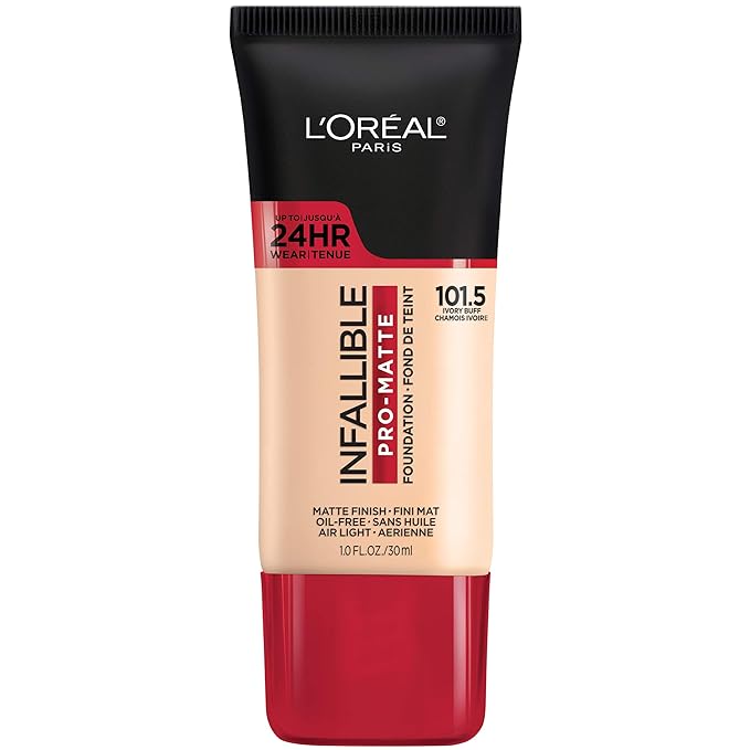L'Oreal Paris Cosmetics Makeup Infallible Pro-Matte Liquid Longwear Foundation, Ivory Buff, 1 fl oz.