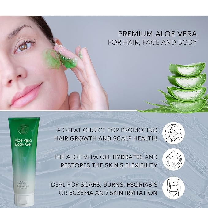 L’EUDINE Aloe Vera Gel – Pack of 3 – 8Fl Oz Aloe Vera Lotion – Premium Aloe Vera for Hair, Face and Body – Rich in Nutrients and Vitamins – Ideal for Burns, Scars, Massage