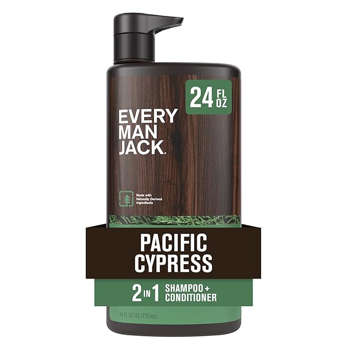 Every Man Jack 2-in-1 Daily Shampoo + Conditioner - Pacific Cypress | Nourishing For All Hair Types, Naturally Derived, Cruelty-Free Shampoo and Conditioner Set for Men | 24oz -1 Bottle