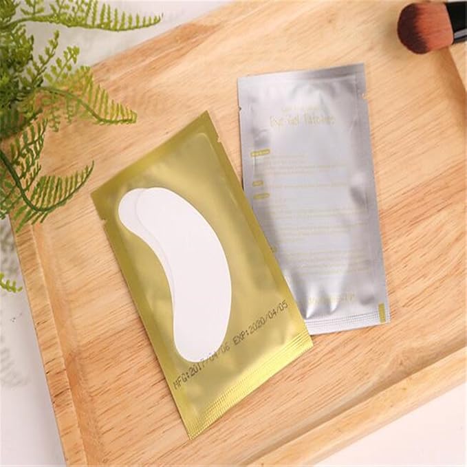 100 Pairs Set，Eye Gel Patches,Under Eye Pads Lint Free Lash Extension Eye Gel Patches for Eyelash Extension (gold)