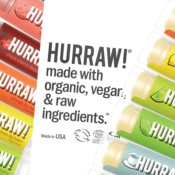 Hurraw! Coconut, Mint, Vanilla Lip Balm Slim Slider Tins, 3 Pack Bundle: Organic, Certified Vegan, Cruelty and Gluten Free. Non-GMO, All Natural Ingredients. Bee, Shea, Soy and Palm Free. Made in USA