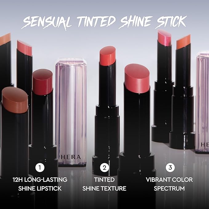 HERA Sensual Tinted Shine Stick 3.5g #185 ELECTRIC ROSE | 12HR Long-lasting Lipstick, Sheer & Buildable Lip Tint Stain, Hydrating Formula with Vitamin E, Smooth Finish and Luxurious Korean Makeup